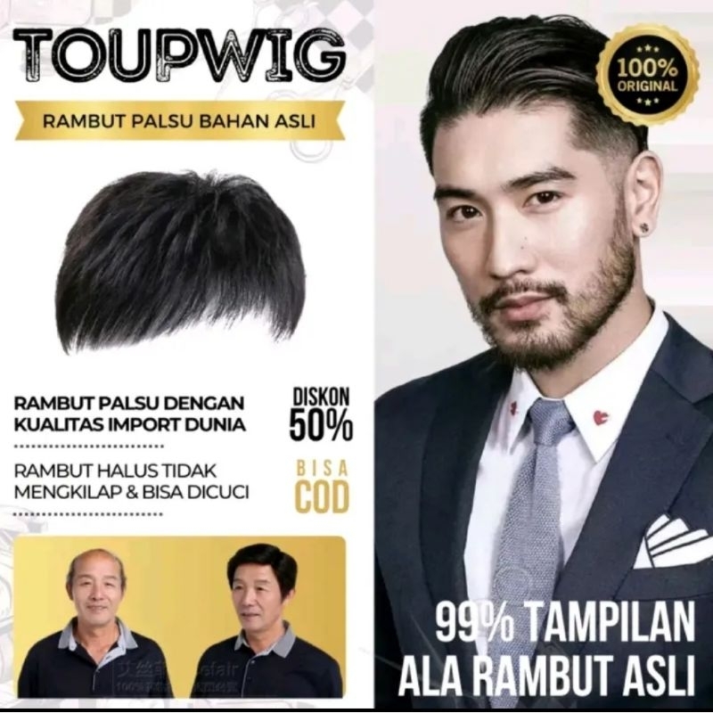 WIG PRIA / TOUPEE PENUTUP BOTAK / RAMBUT PALSU PRIA PENUTUP RAMBUT BOTAK