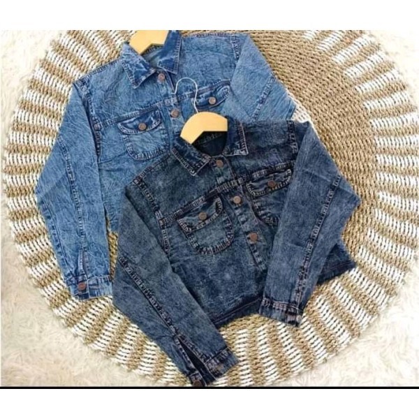 JAKET CROP JEANS DENIM JEANS RAWIS JAKET WANITA