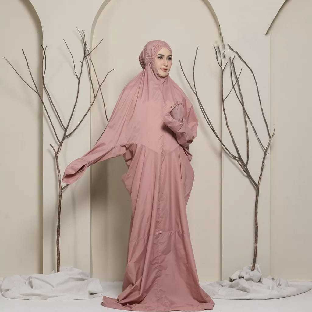 Mukena wanita dewasa terusan polos parasut korea tas serut mukena motif polos terbaru perlengkapan s