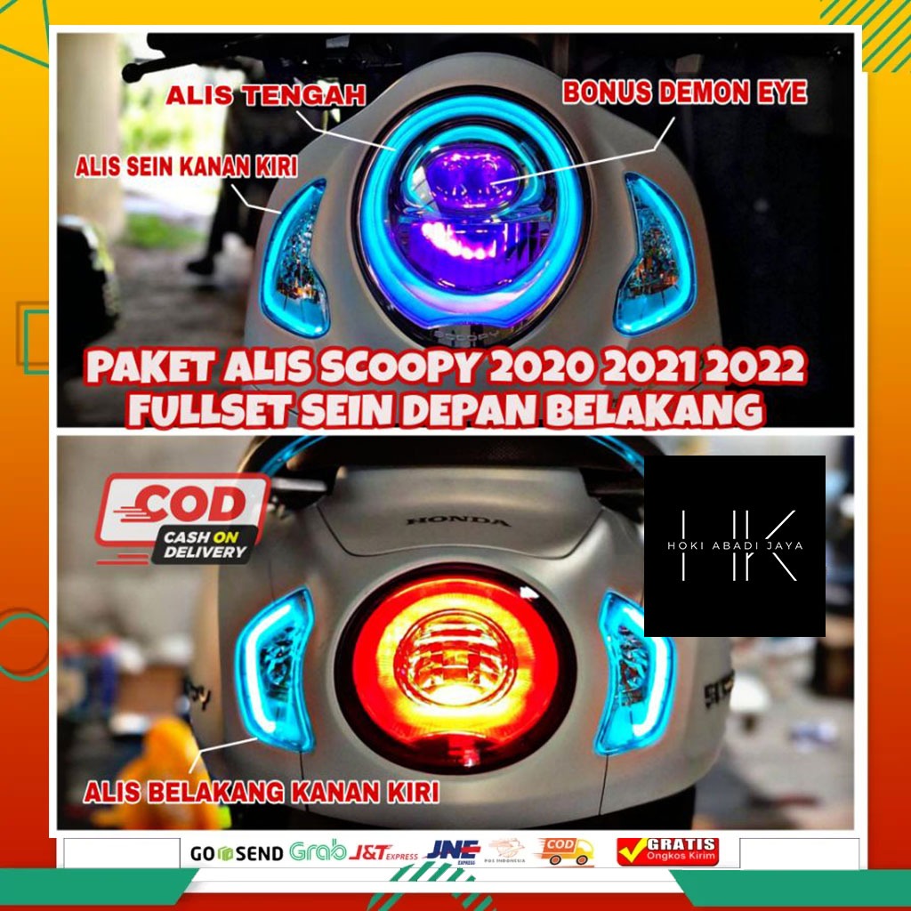 PAKET KOMPLIT GANTENG LAMPU ALIS SCOOPY 2020 2021 2022 2023 4 SEIN DEPAN BELAKANG BERKUALITAS NO BIN