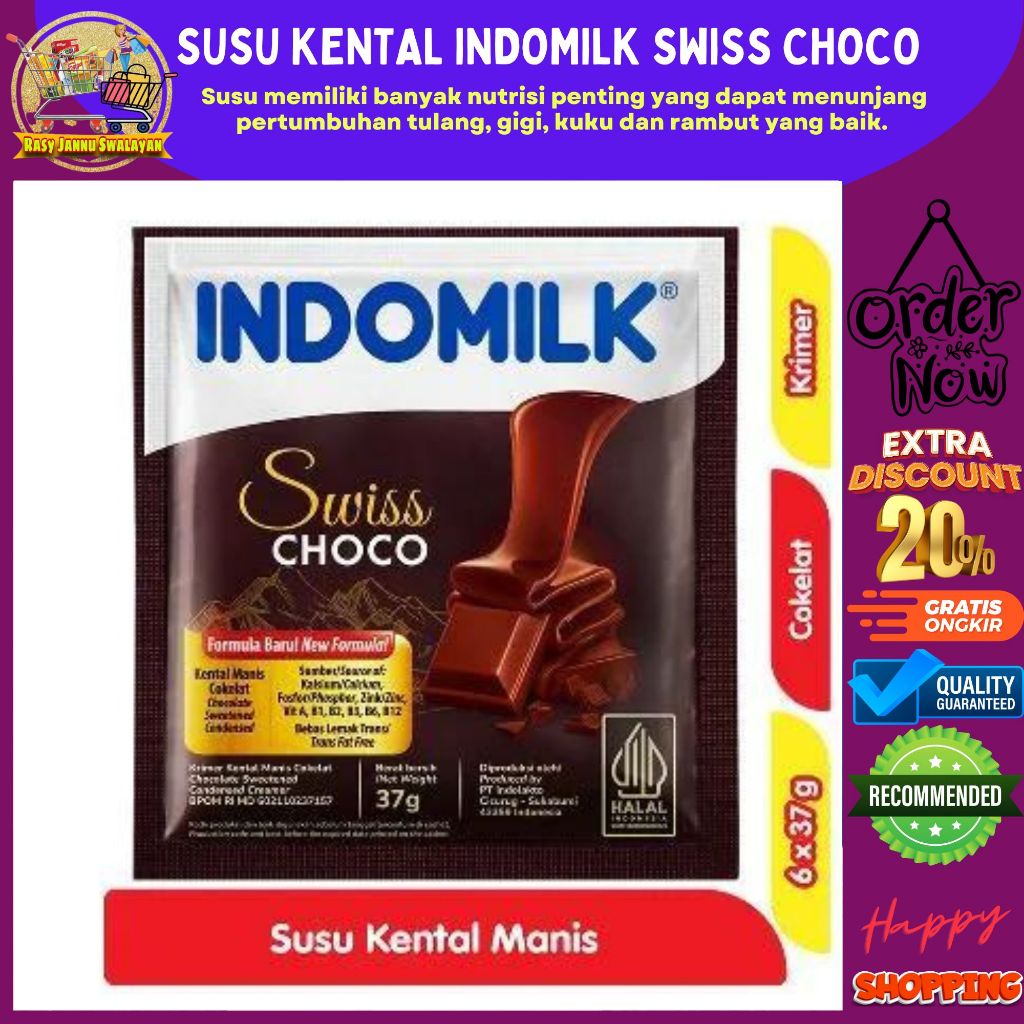 

INDOMILK Krimer Kental Manis Swiss Choco 37gr - RENCENG isi 6 sachet