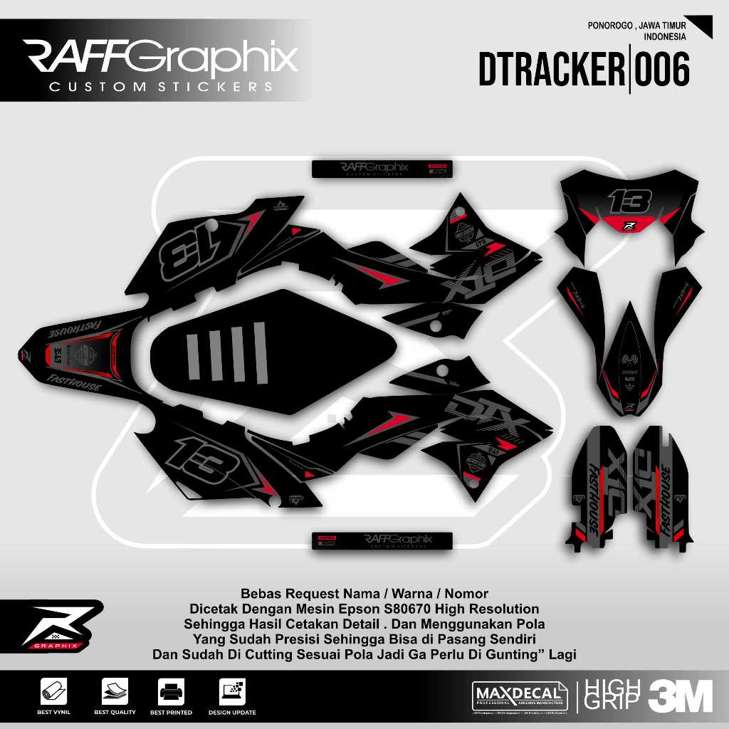 DECAL DTRACKER HITAM / DECAL DTX SUPERMOTO