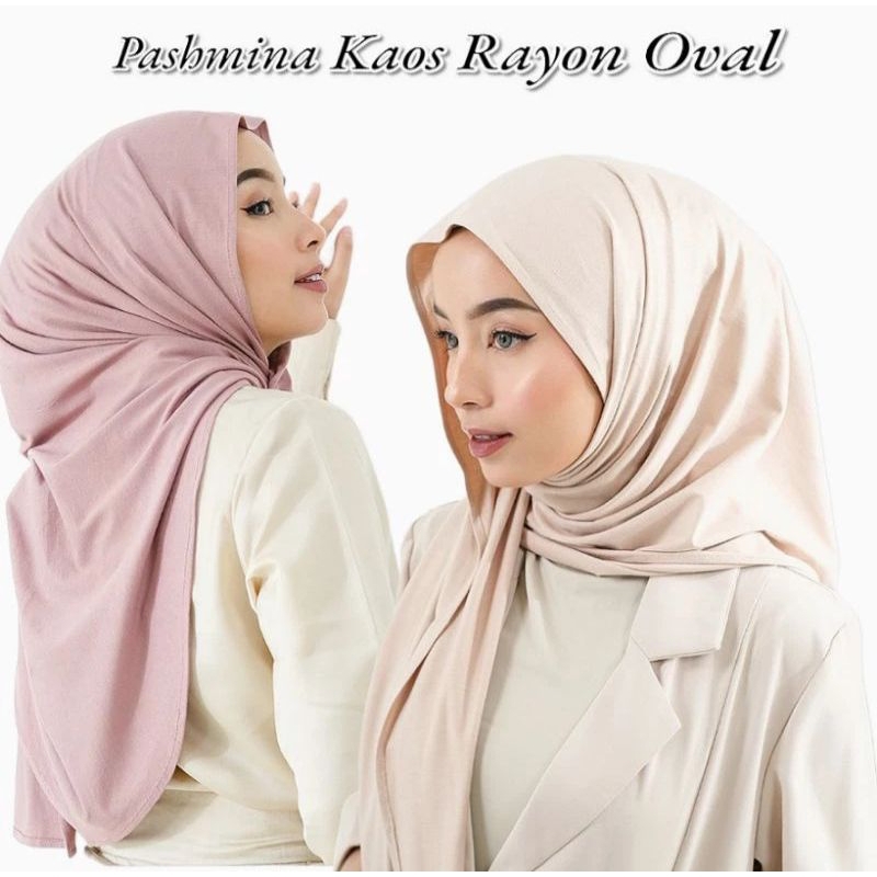 hijab pashmina kaos rayon oval shawl/pashmina kaos rayon oval shawl premium