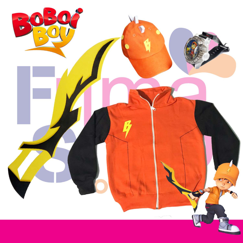 TOPI + JAM TANGAN + PEDANG MAINAN 1 + JAKET SWEATER BOBOIBOY GALAXY