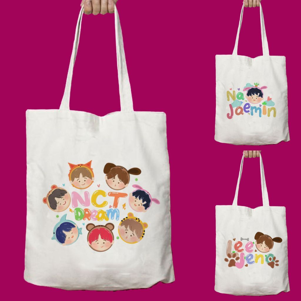 Totebag Tote Bag Tas Serut goodiebag NCT Dream Canvas Kpop Korea Hitam