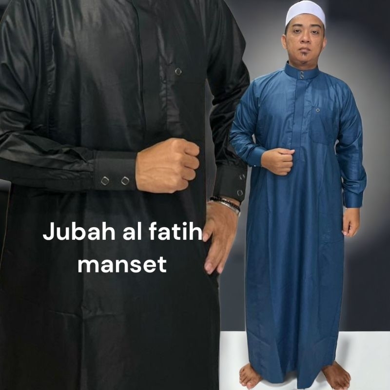 jubah alfatih polos manset  gamis pria dewasa