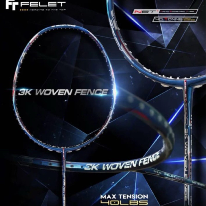 Raket Badminton Felet 3K Woven Fence 40Lbs Original
