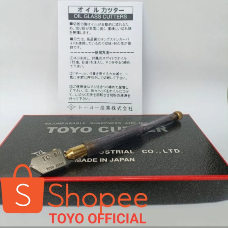 Oil glass cutter TOYO TC 90 pisau potong kaca original made in Japan alat potong kaca manual pisau p