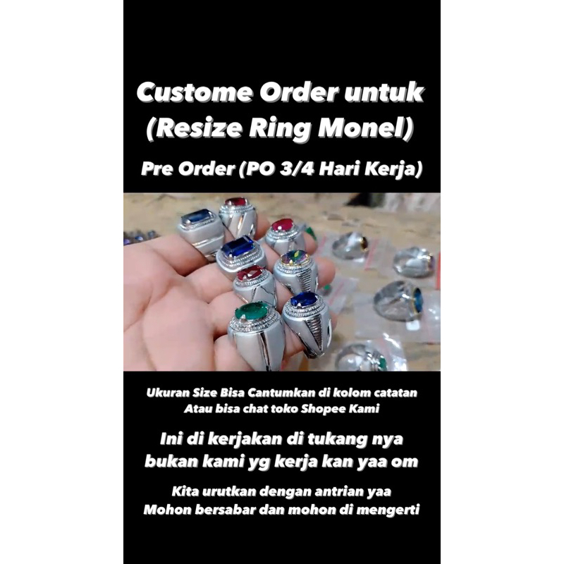 Cincin/Ring/Emban Monel Hand Made Custom Order Untuk Resize Merubah Ukuran Ring Pre Order (PO 7 Hari