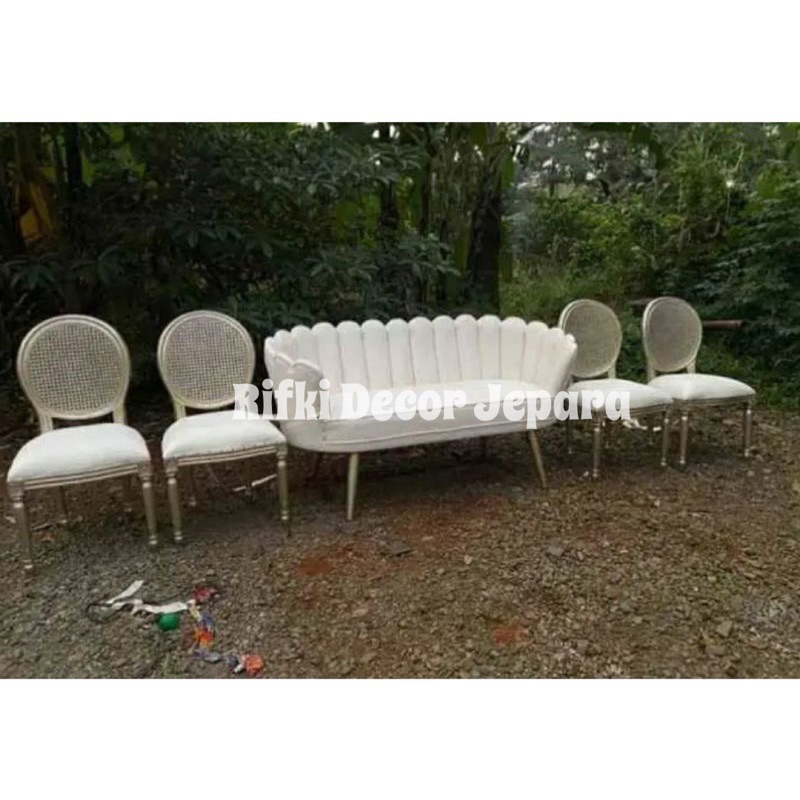 kursi pelaminan / kursi pelajaran kerang / kursi pengantin / kursi pelaminan rotan / kursi pelaminan
