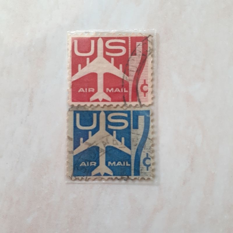 

(A) Perangko USA Airmail 1952-1967 Tahun 1958-1960 set 2pcs