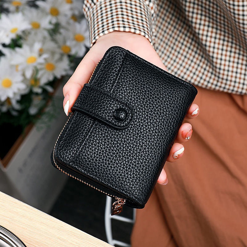 DOMPET LIPAT WANITA KULIT HITAM YALENA KEKINIAN TERBARU PENDEK KECIL RESLETING KOIN SLOT KARTU ATM T
