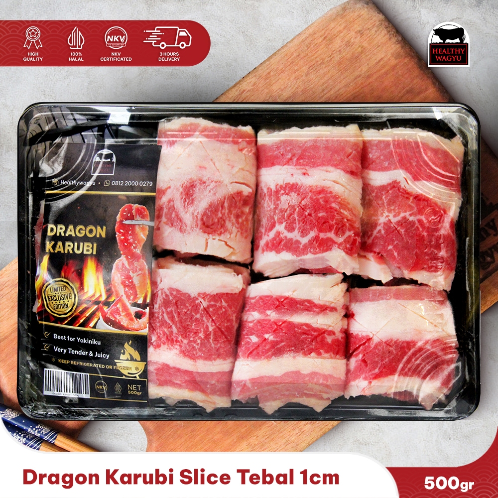 

Dragon Karubi Slice Shortplate 1 cm 500 Gram Healthy wagyu