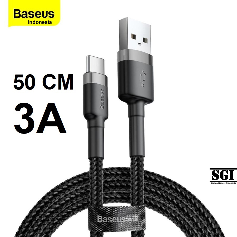 BASEUS Kabel Data Cafule USB to Type C 50CM Fast Charging Quick Charge 3A Cable Charger Cas Original