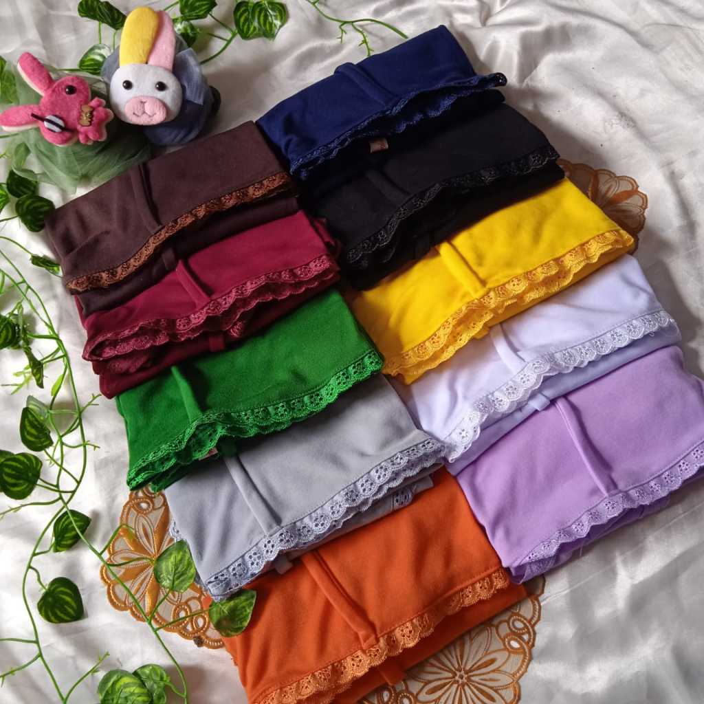 Bergo renda bahan kaos size XL/ Bergo ameena / kerudung kaos
