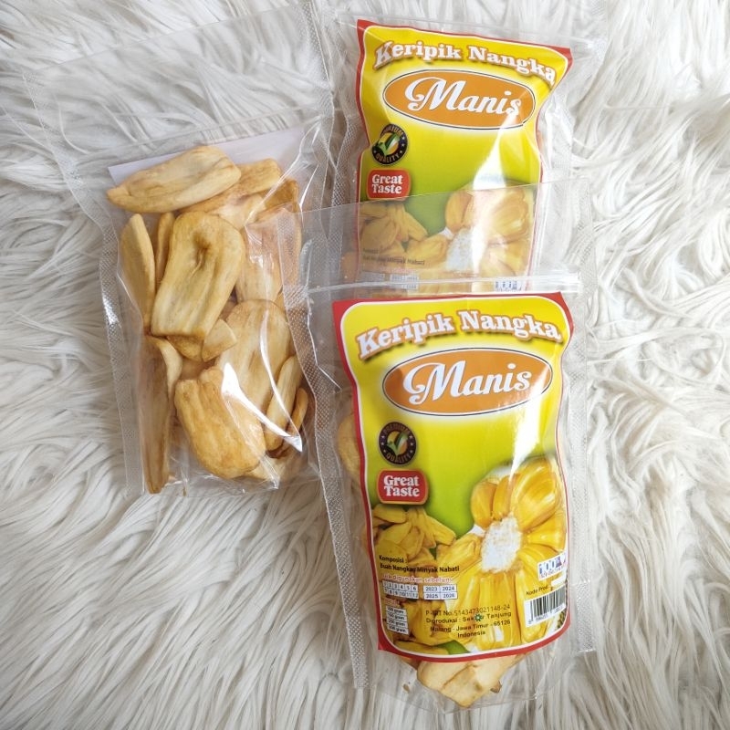 

Camilan Keripik Buah Nangka Manis Premium 100 gram pouch