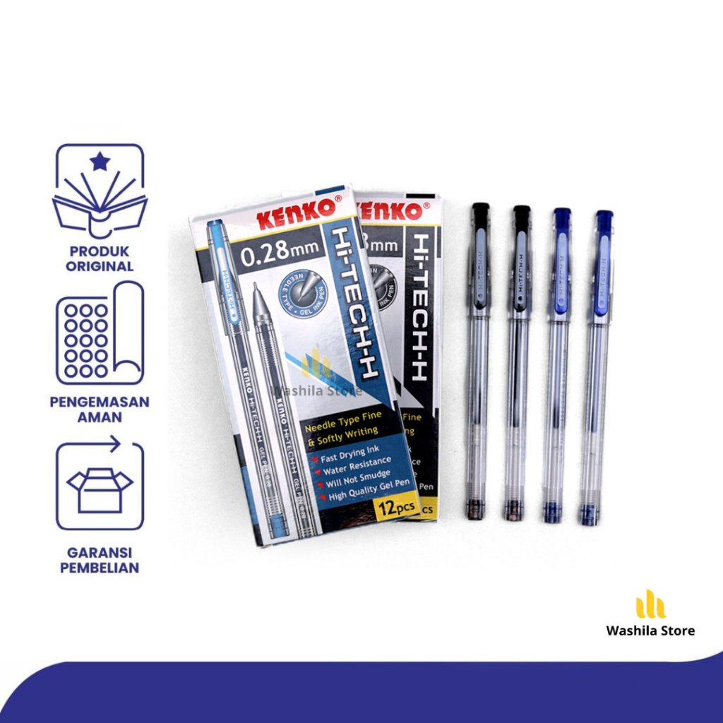 

Pulpen Santri Pena Bolpoin Gel Pen 0.28mm Hitam Biru 1pcs - KENKO