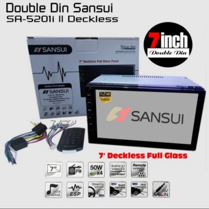 Head Unit Double Din Deckless Sansui SA 5201i 7"Inch MP5 Mirorlink