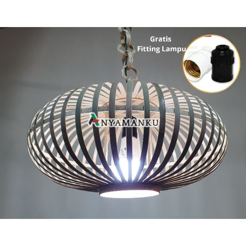 Kap lampu dari bambu/lampu gantung bambu/kap lampu dekorasi cafe/gerai surya/kap lampu gantung dekor
