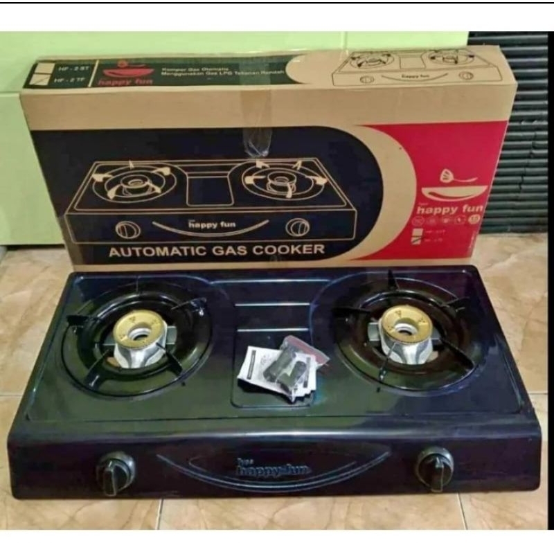 Kompor Gas 2 Tungku Teflon Happy Fun