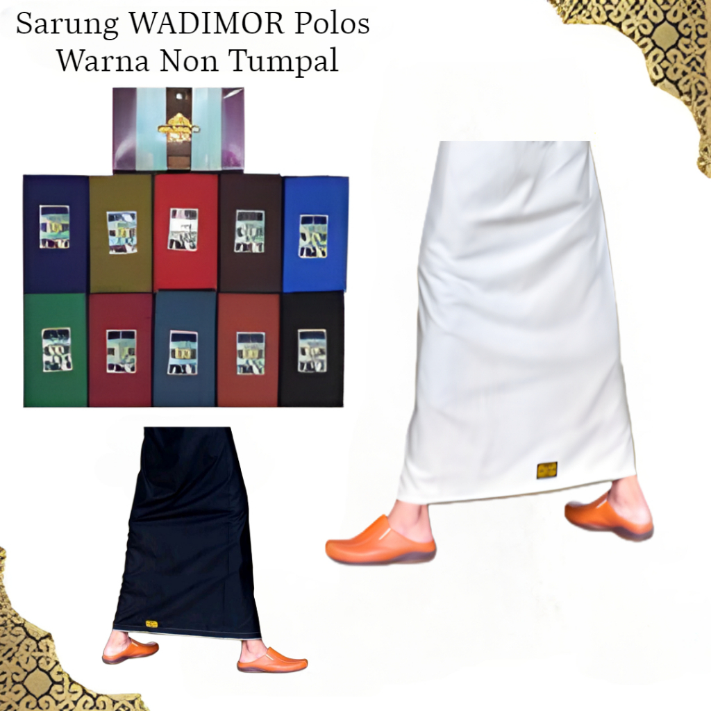 SARUNG WADIMOR Hitam Polos dan Putih Kain Samping Sholat Santri Putra Dewasa Anak Laki Remaja