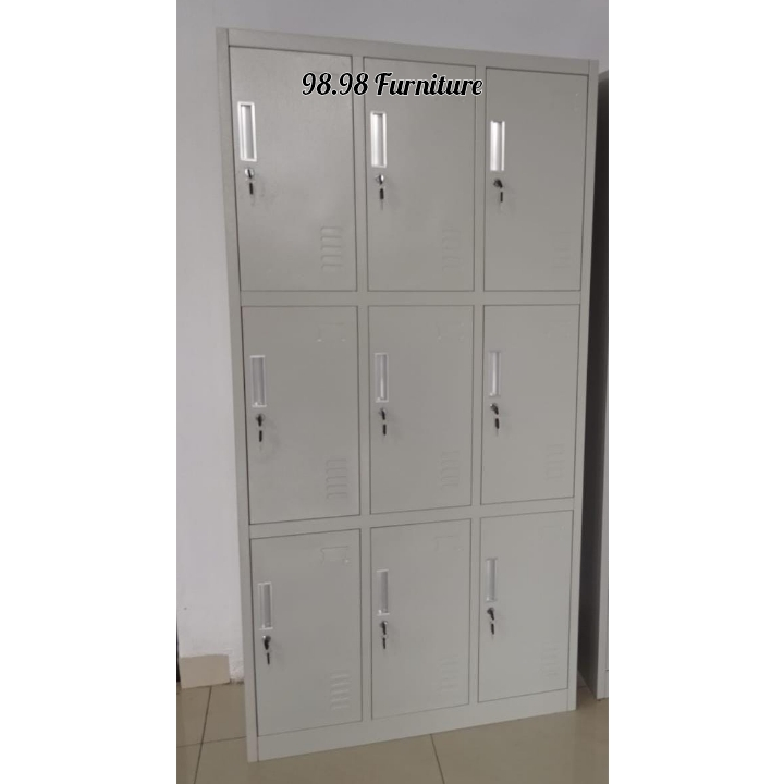 Lemari Locker Arsip 9 Pintu 3 Kolom | Rak Buku Besi | Medan