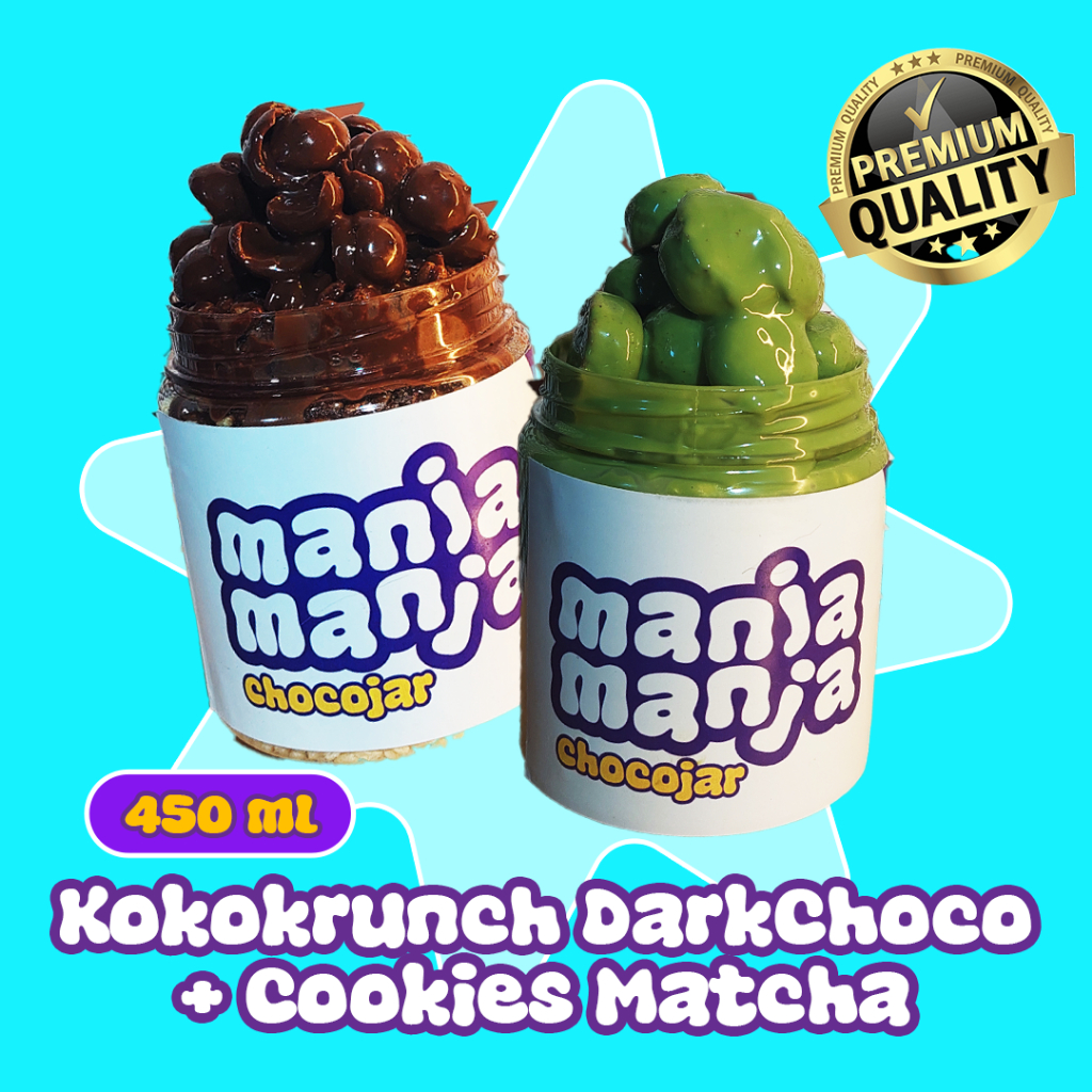 

(Paket Isi 2 Mix 450 ml) Cookies Matcha + Chococrunch Darkchocoo Snack Lumer Premium - ManjaManja Jarjoy by Nala