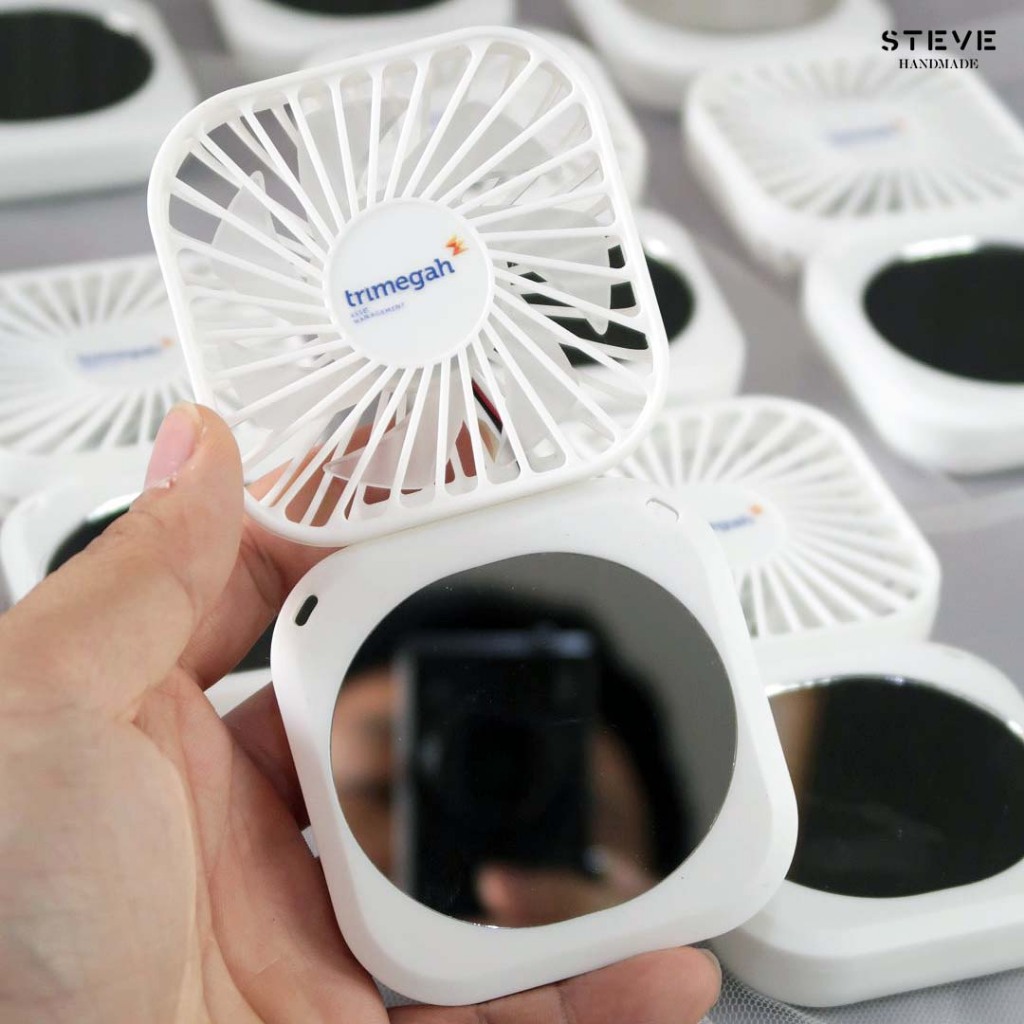 Portable Folding Fan with Mirror FF0814/ Custom Kipas Portable Leher/Kipas Angin Portable Mini USB L