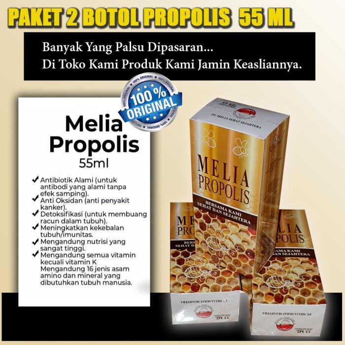 Propolis Melia 55 Ml Paket 2 Botol Original