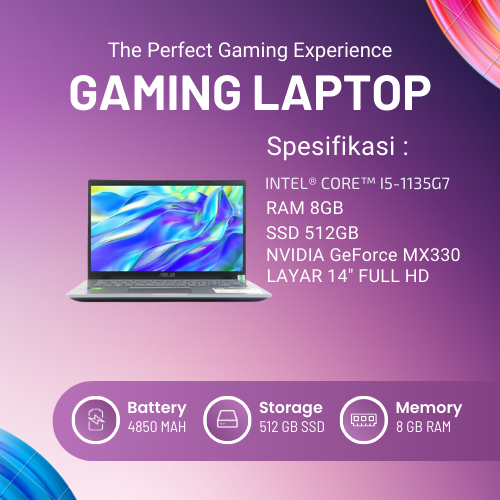 PROMO LAPTOP Asus X1400EP-EK405 Intel CORE i5 GENERASI 11 VGA NVIDIA GEFORCE MX350 SSD 512GB LAYAR F