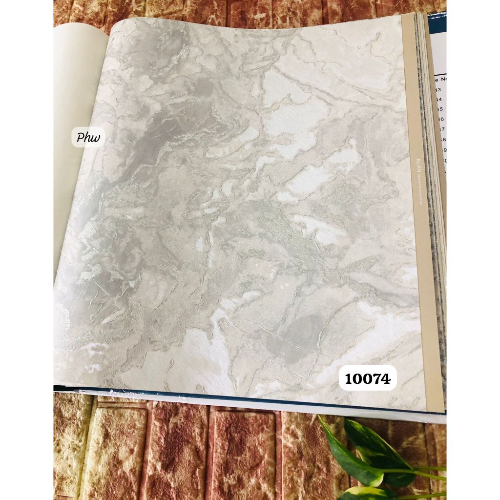 WALLPAPER DINDING MOTIF MARMER GRANIT PUTIH ABU MINIMALIS ALIAN