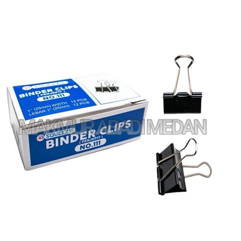 

(1Pack:12Pcs) Binder Clip Ukuran No. 111 25mm Isi 12 Pcs / Penjepit Kertas Hitam / Klip Kertas