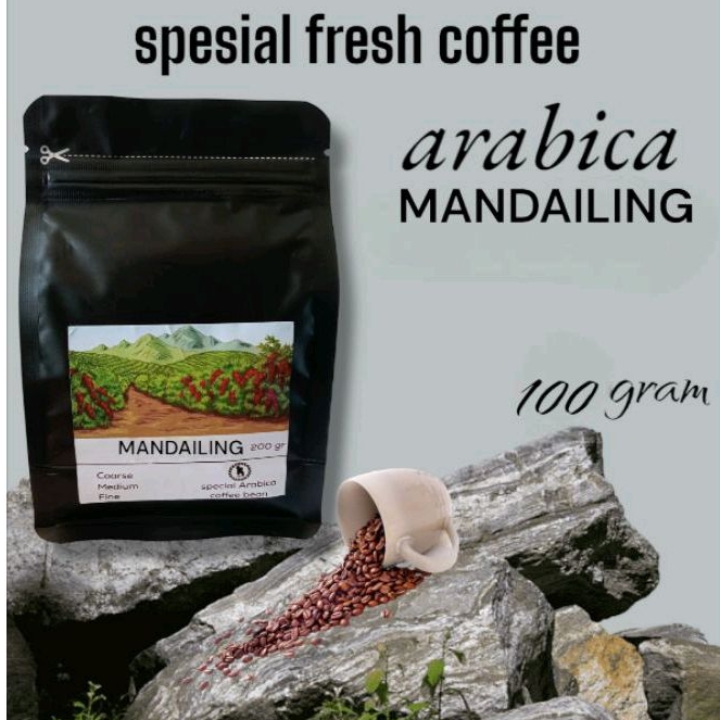 

100gram biji/bubuk kopi Arabika Mandailing Sumatra Utara arabica coffee beans spesial fresh coffee