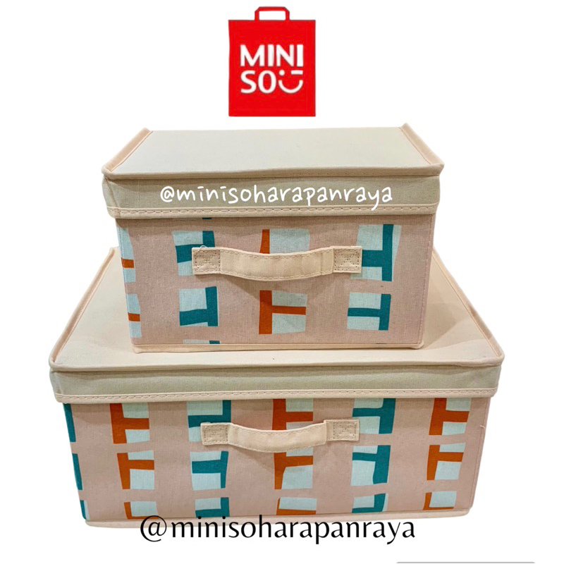 MINISO storage box lipat kain multifungsi size kecil 29cmx20cmx17cm,size besar 42cmx30cmx19cm