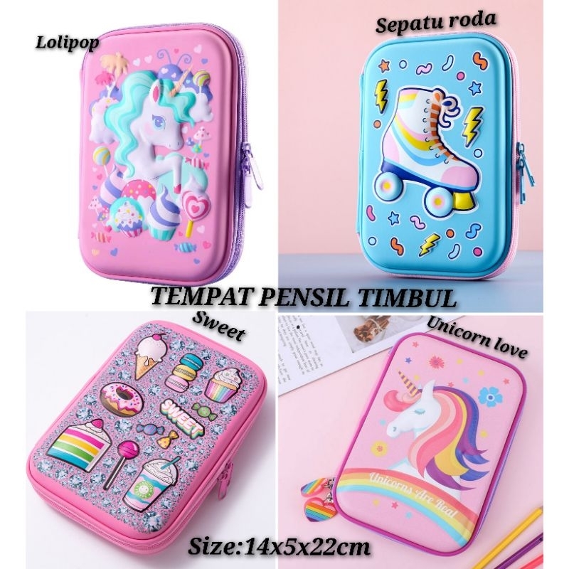 

TEMPAT PENSIL UNICORN/KOTAK PENSIL ANAK PEREMPUAN 3D HARDCASE WATERPROOF