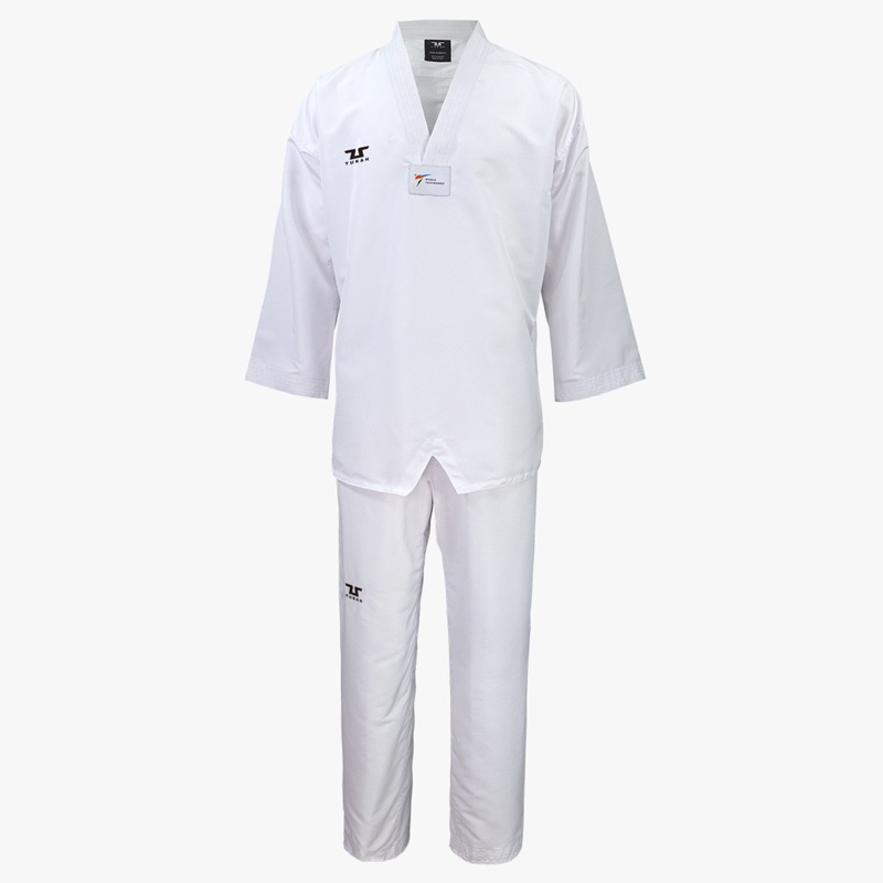 Tusah EZ Fit Lite Uniform Dobok Taekwondo white V neck WT approved size 140-190