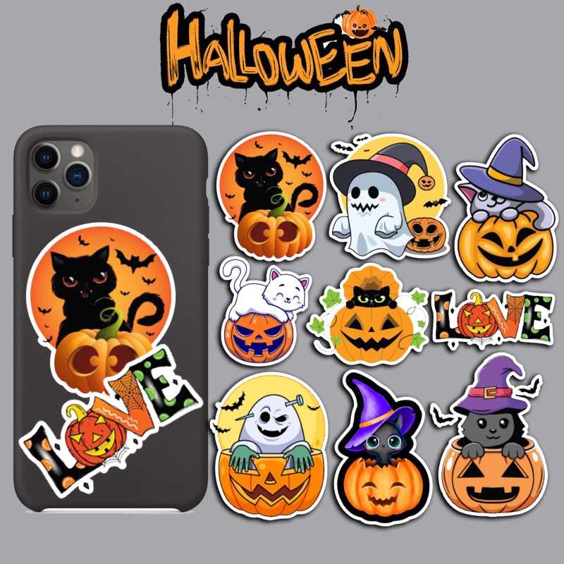 

Stiker Halloween cat cute 1 lembar