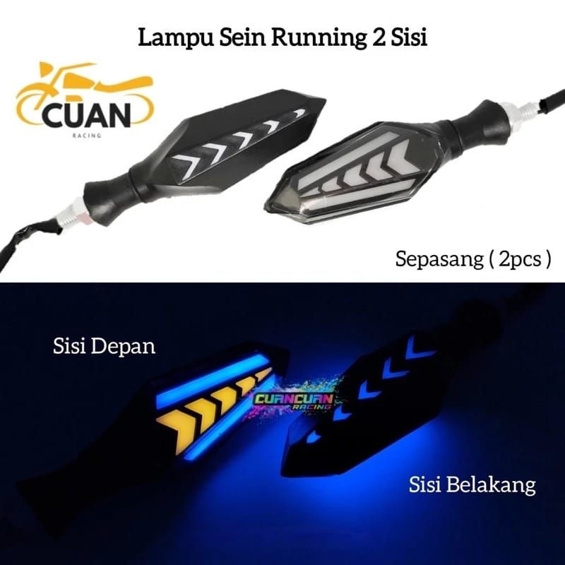 4pcs LAMPU SEIN MOTOR VARIASI LED RUNING 2sisi LAMPU SEIN UNIVERSAL MOTOR  VIXION/RX KING/R15/R25/BY