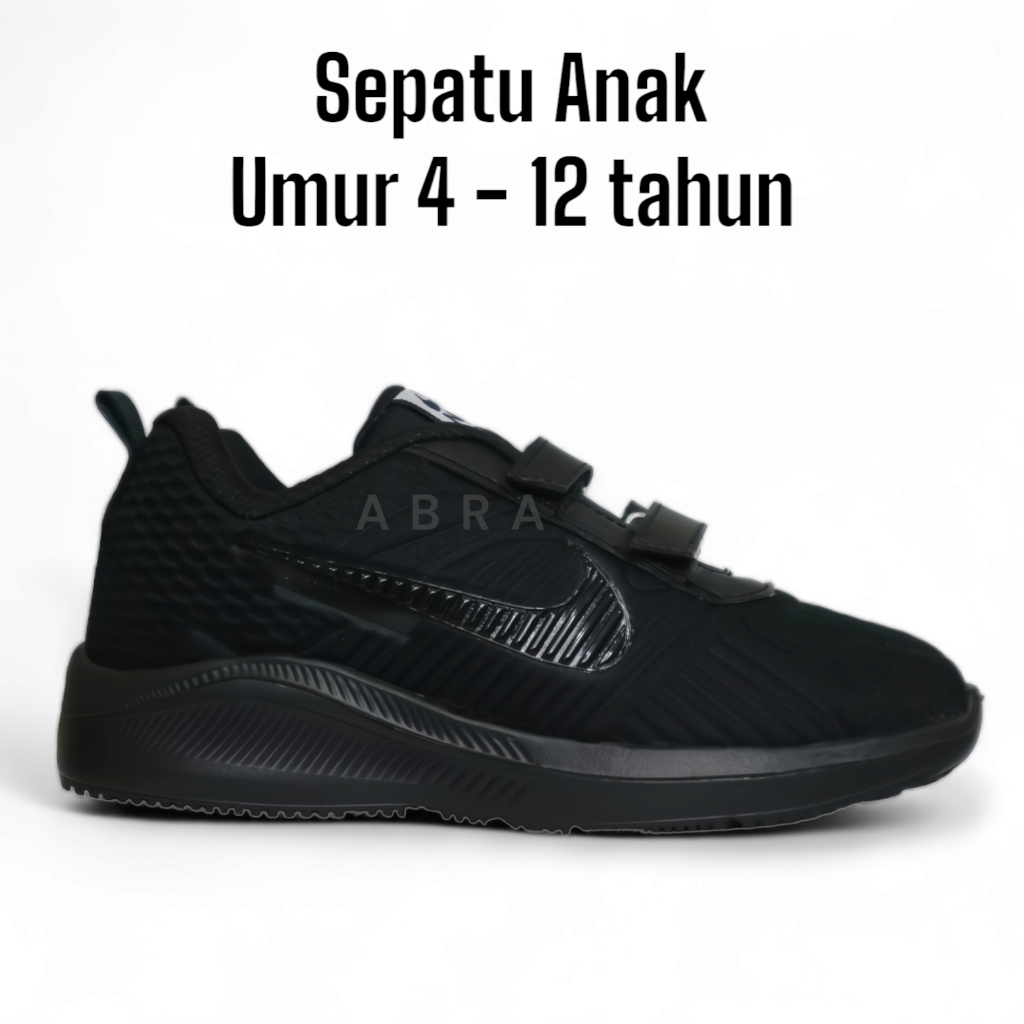 ABRA Sepatu Sekolah TK SD SMP Anak Laki Laki Perempuan Nike Zoom Pegasus Kid Velcro Sneakers Perekat