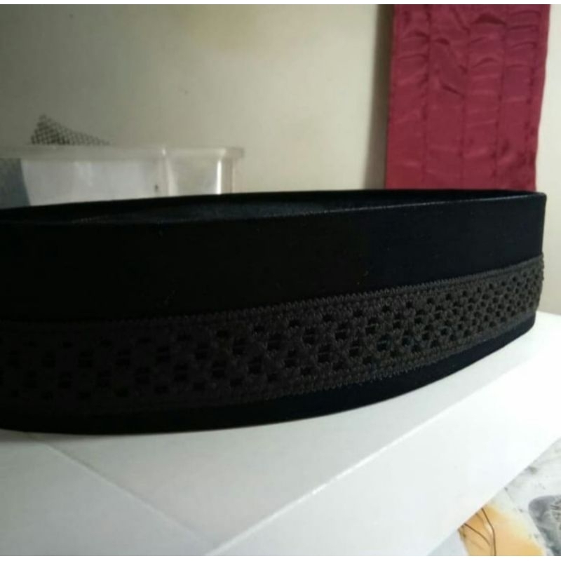 ps peci songkok kopiah cak lontong tinggi 6 bludru hitam renda