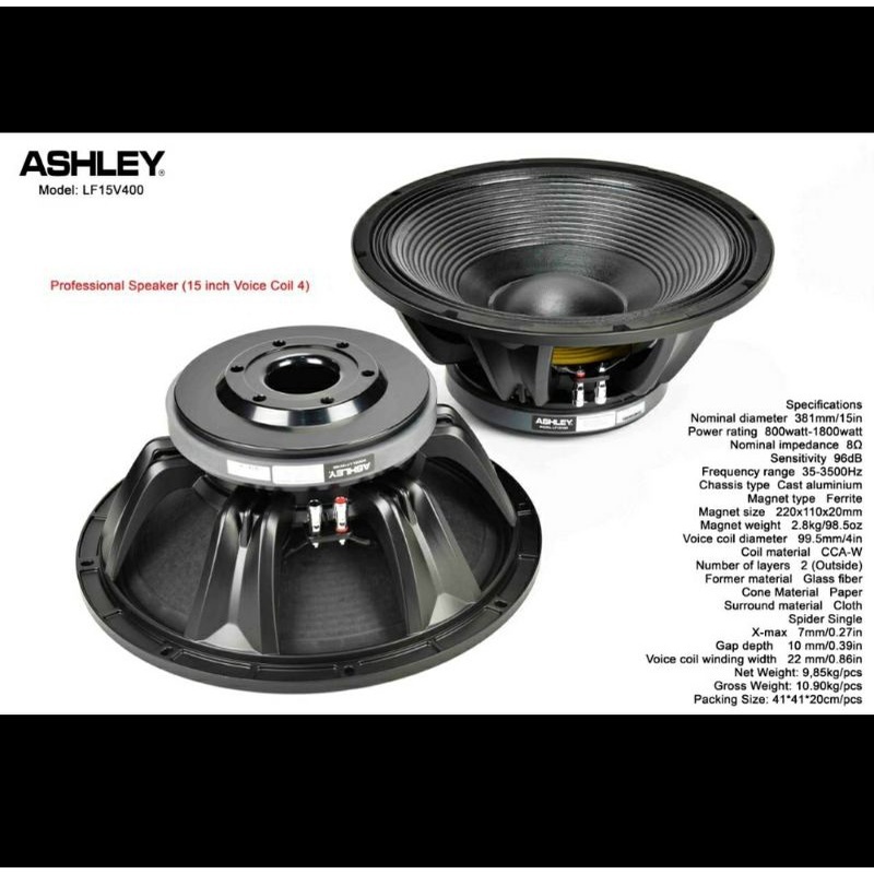 speaker Component ASHLEY LF15V400 LF15 V400 15inch 1800 WATT ORIGINAL
