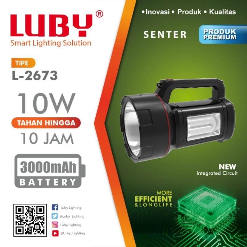 SENTER TANGAN EMERGENCY 10WATT PUTIH L-2673 -LUBY