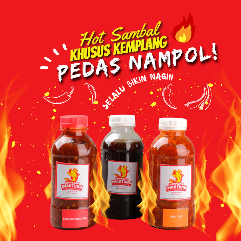 

Iwaktunu Sambal Cocolan Kemplang Tahu Tempe Bakwan Endolita/Terasi/Cuko Palembang 200gr