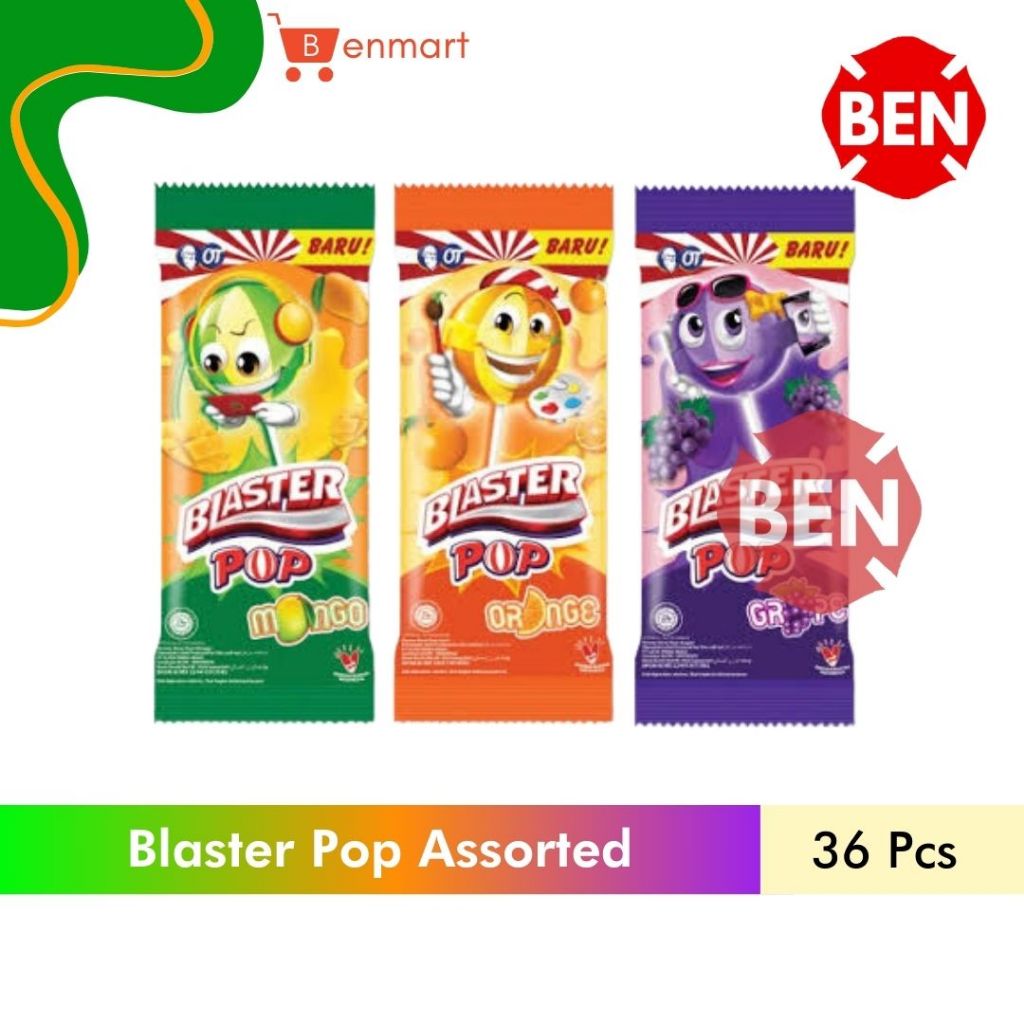 

Permen Blaster Pop Assorted 1 Pak 36 Pcs Lollipop Lolipop Orange Mango