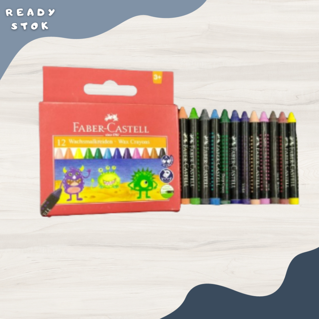 

Faber Castell Wax Crayon Regular [12 pcs 120043] / Crayon Faber-Castell 12 PCS / Krayon / Oil pastel