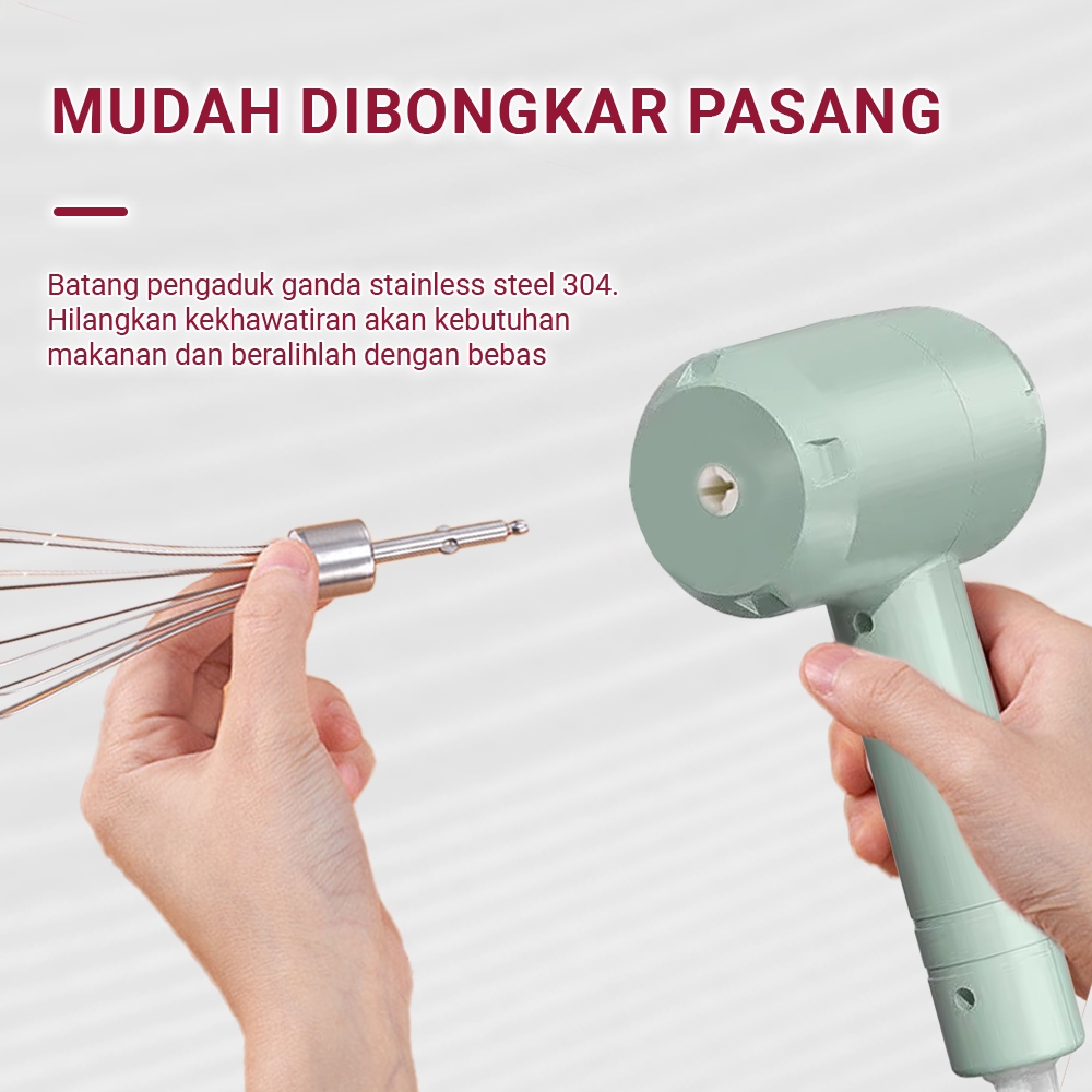 2 in 1 Hand Mixer Dan Chopper Wireless/Mixer Tanpa Kabel