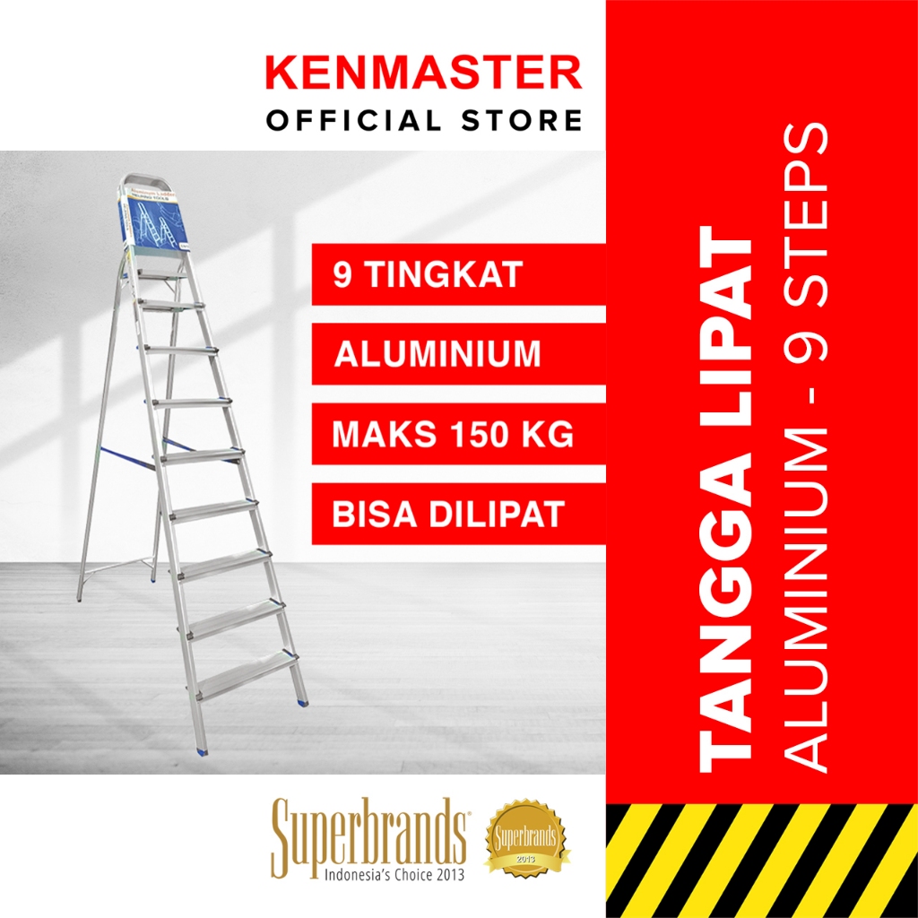 Kenmaster Tangga Lipat 9 Step Alumunium KM-109 Type - TNGG015 / Tangga Rumah Lipat 9 Step