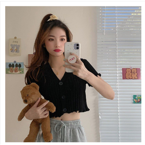 Meetoo JOANA SORAYA Combi Crop Top Bahan Rib FIt To L