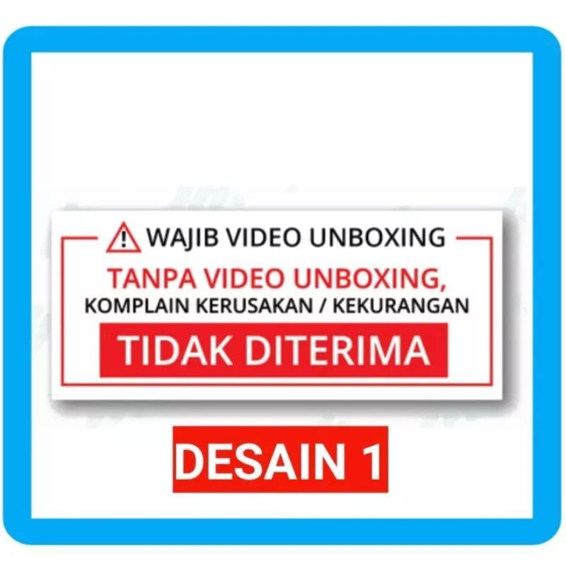 

Sticker vidio unboxing paket dus box label olshop toko syarat wajib komplain warning stiker