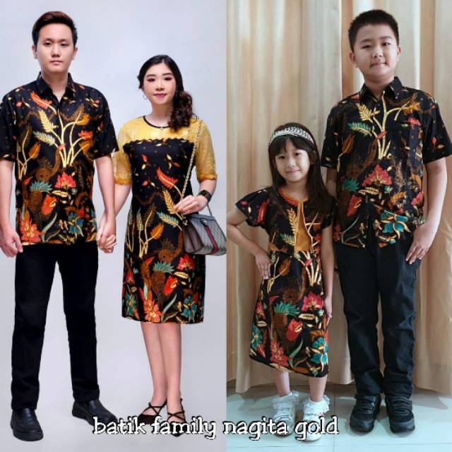 BATIK FAMILY NAGITA GOLD // COUPLE SARIMBIT BATIK KELUARGA DRESS ANAK NAGITA GOLD SUPER JUMBO